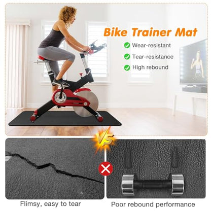 Treadmill Mat Compatible with Peloton Bike, 6mm Thick Exercise Bike Mat for Treadmill and Row Protect Hardwood Floor Carpet - size: 36" X 72"