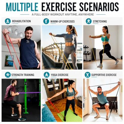 Resistance Bands Set, Anti-Snap Workout Bands with Handles, Stackable Resistance Bands for Men & Women, Home Gym Equipment with Door Anchor for Strength Training & Full Body Workout
