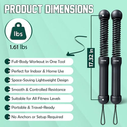 KRYPTX Cordless Battle Ropes for Home Gym – Ropeless Battle Ropes – Heavy Duty Portable Exercise Rope for Strength Training – HIIT Workout, Cardio & Full Body Fitness Training
