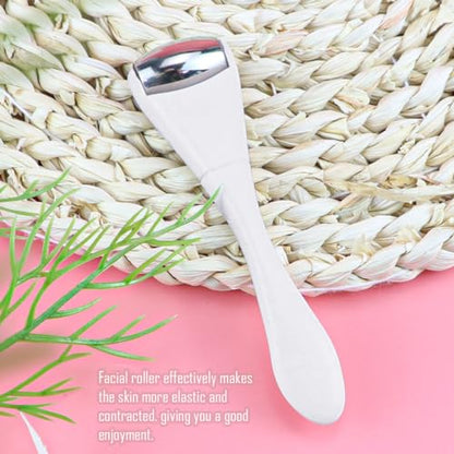 Eye Roller Face Roller Mini Ice Roller Facial Massage Roller Eye Cream Applicator Handheld Metal Eye Roller Skin Care Tool for Relief Facial Puffiness,White