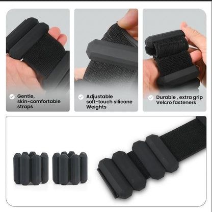 Patented Design Pilates Wrist and Ankle Weights for Women & Men - (1LBx2pc) Set of 2LBs Adjustable Silicone Weighted Bracelet Set for Gym, Yoga, Pilates, Cardio & Strength Training Wrist Weights for Women Wearable - color: Gray