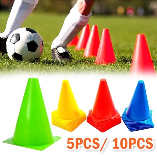 Soccer Cones for Training 10Pcs Plastic Soccer Cones Football Training Equipment 18cm Marking Cones Children Traffic Cone Agility Discs Obstacle Course Sports - color: Blu