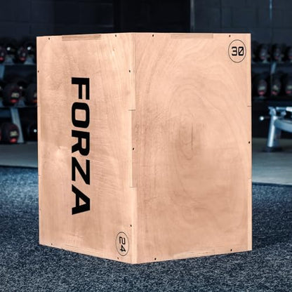 FORZA 3-in-1 Plyometric Jump Box – Strength Training Equipment | Indoor Wooden Box Training Tool | 20" 24" 30" (51cm 61cm 76cm) Plyo Box