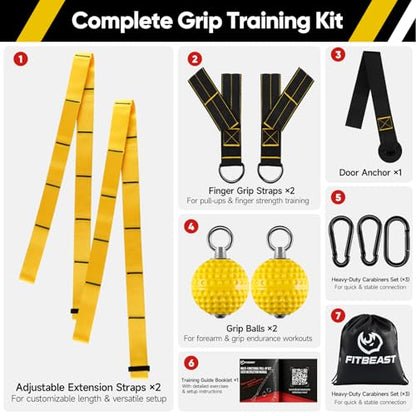 FitBeast Pull Up Ball Grips & Finger Straps Set – Grip Balls for Dead Hangs, Pull Ups, Climbing & Home Gym Training