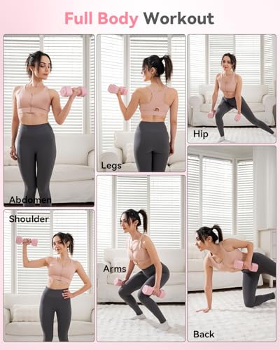 2-in-1 Adjustable Dumbbell & Kettlebell Set for Women (1.1-12.1 lbs), Quick-Change Free Weights for Home Gym, Pilates & Full Body Workout