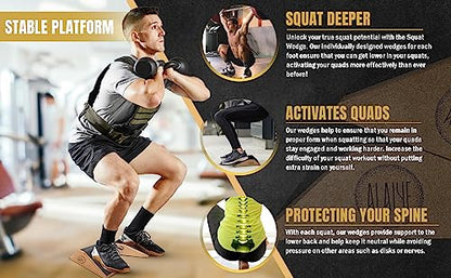 Squat Wedge Blocks (Set of 2) – Non-Slip Slant Boards for Lower Body Workouts Ankle and Calf Stretching - Yoga Blocks, Designed to Elevate Heels and Squat Support - Includes Carry Bag