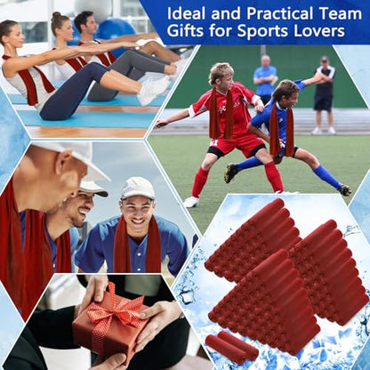 100 Pack Cooling Towels, 40"x12" Cooling Towels for Neck and Face Breathable Soft Chilly Sweat Rag Microfiber Sport Rags for Gym Yoga Golf Running - color: Red