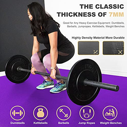 GXMMAT Extra Large Exercise Mat 16'x6'/12'x6'/10'x6'/8'x6'(7mm) - color: Purple Grey, size: 6*12 FT