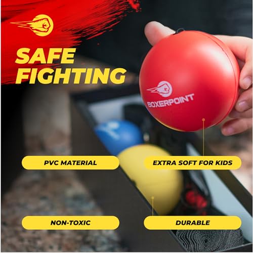 Boxing Reflex Ball for Adults and Kids - React Reflex Balls on String with Headband, Carry Bag and Hand Wraps - Improve Hand Eye Coordination, Punching Speed, Fight Reaction - style: Kids