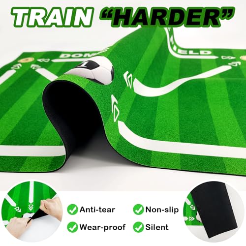 Non-Slip Thickened Soccer Training Mat with Guide - color: Green-White
