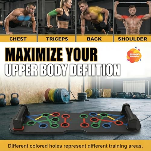 Push Up Board Fitness, Foldable 21-in-1 Pushup bar Home Workout Equipment – Multi-Functional Push Up Bar with Handles, Resistance Bands, Sliding Discs & Carry Bag – Heavy-Duty 330 lbs
