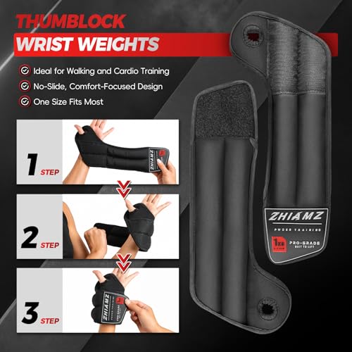 Wrist Weights with Thumb Loops Lock for Men Women, Ankle Weights Weighted Gloves for Running Strength Training Walking Exercises(Available in 2.2lb*2 or 4.4lb*2) - size: 2.2lbs x 2