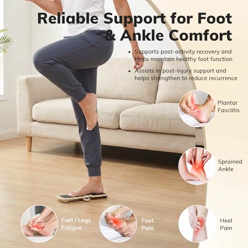 Balance Board Ankle Balance Trainer(with Resistance Band), Slant Board for Calf Stretching&Ankle Strengthener, Multi-Function Axis Board for Stability, Physical Therapy, Injury Recovery&Home Fitness