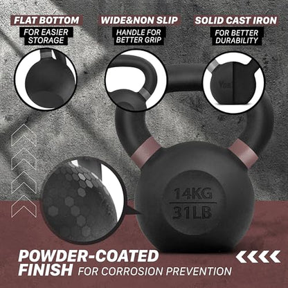 Yes4All Powder Coated Cast Iron Kettlebell, Single Deep Blue, 40 KG / 88 LB - color: Brown, style: A. Single