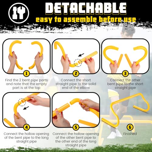 10 Pcs Speed Agility Training Hurdles Detachable Durable Hurdle Agility Plyometric and All Purpose Speed Training Equipment for Athletes Soccer Basketball - color: Yellow, size: 9 Inch