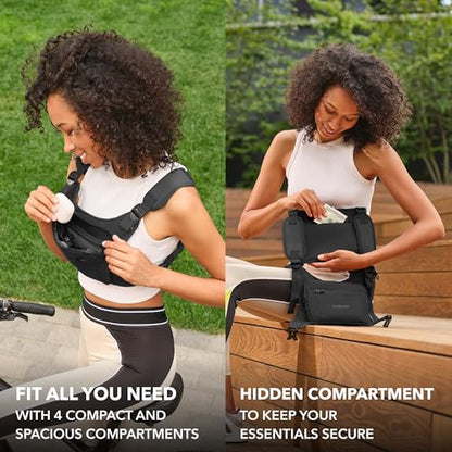 Running Chest Pack, Reflective Vest, Water Repellent, Phone Holder, Workout Bag for Runners, Cycling, Biking, EDC Pouch, Jogging Carrier, Hidden Pocket, Men & Women, Lightweight - color: Black