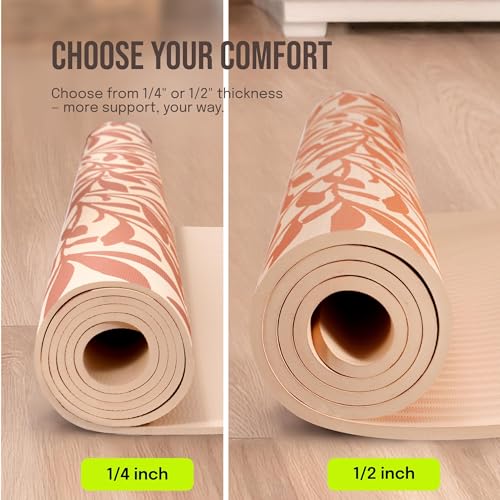 Gogokiwi Large Yoga Mat (6'x4') – 1/4" & 1/2" Thick Exercise Mats for Home Workout, Extra Wide Workout Mats for Home Gym, Yoga, Pilates, Stretching, Floor & More