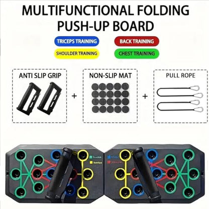 Foldable Push Up Board with Risistance Band,24-1 Multifunctional Multi-Functional Push Ups Bars,Push Up Handles for Floor for Men,Home Workout Equipment Pushup Stands for at Home Exercise- Fitness Accessories