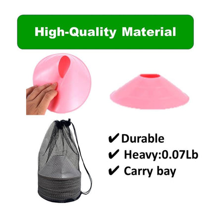 Thicker Disc Cones (Set of 50) Agility Soccer Cones with Carry Bag for Training,Football, Kids, Sports, Field Cone Markers
