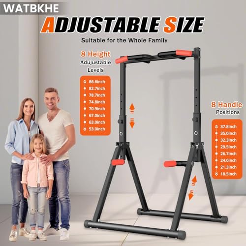 Power Tower Pull Up Dip Station Foldable, Pull Up Bar Station Adjustable, Multi-Function Home Gym, Strength Training Fitness Equipment, Triangular Design, for Home Outdoor