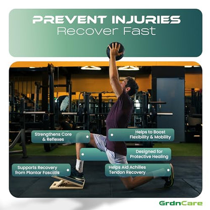 Wooden Calf Stretcher - Portable Slant Board for Calf Stretching - Bears 300 lbs - Adjustable Incline Board Physical Therapy Equipment - Reduce Injury Risk, Improve Foot, Leg & Ankle Mobility