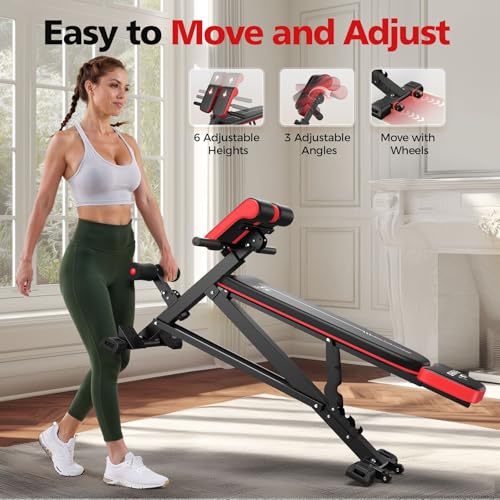 Flybird 4 in 1 Roman Chair with Adjustable Weight Bench & Sit Up Bench for Full Body Workout, Fitness equipment for HyperBack Extension for Glutes, Hamstrings & Lower Back, Multi-Purpose for Home Gym