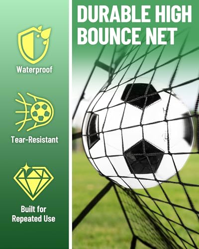 2-in-1 Soccer Rebounder with Adjustable Dual-Sided Rebound Board, Soccer Rebounder Net for Passing, Volleys & Ground Drills, Soccer Training Rebound Net for Solo & Team Practice