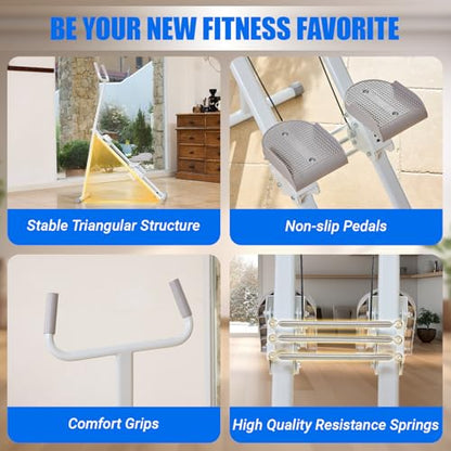 YYJO Stair Stepper for Home, 3 Adjustable Resistance, Stepper with Handlebar Foldable Stepper Vertical Climber Cardio Exercise Machine White