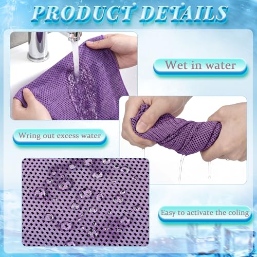 Honoson 10 Pcs Cooling Towels with Bottle, 47 x 12 in, Purple - color: Purple