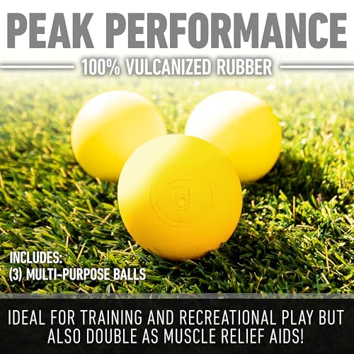 Franklin Sports Lacrosse Balls - Official Size Lax Balls for Practice - Rubber 63mm Outdoor Lacrosse Balls - Great for Muscle Massage Therapy + Yoga - White + Yellow