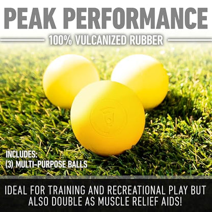 Franklin Sports Lacrosse Balls - Official Size Lax Balls for Practice - Rubber 63mm Outdoor Lacrosse Balls - Great for Muscle Massage Therapy + Yoga - White + Yellow