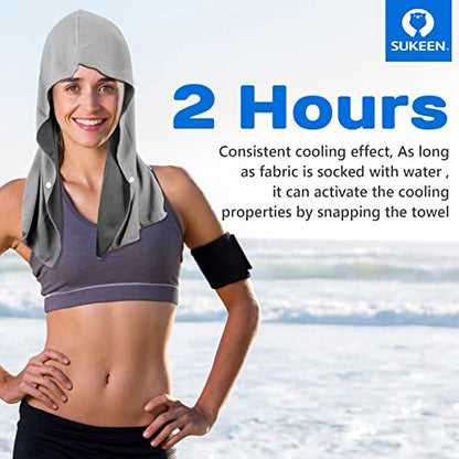 Sukeen Cooling Hoodie Towel, Absorbent Quick-Drying Cooling Towels for Neck and Face, UV Sun Protection Cooling Neck Wraps Sport Head Cooling Towel Hot Weather