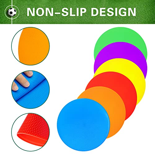 Poly Spot Markers 4 inch/9 inch Non-Slip Rubber Agility Training Markers Floor Dots Flat Field Cones for Football, Soccer, Basketball, School Exercise Drills, Dance Practice - style: 9 inch 24 Pcs (TPE)