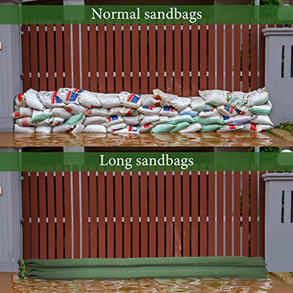 3 Pieces Flood Water Barrier Sandbags Long Canvas Bags Thickened Reusable Bags with Binding Elastic Band for Doors and Windows Waterproof Treatment in Rainy Season, Hurricanes (5 Feet)