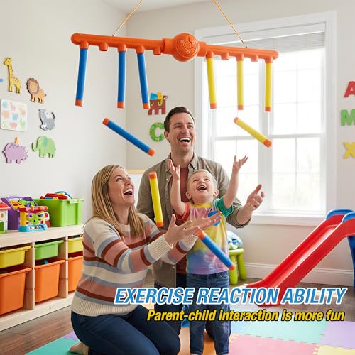 ATG Reflex Drop Sticks Challenge Game - Hand Eye Coordination& Reaction TimeTraining Toys - 3 Adjustable Speed Modes,Remote Control, Solo/Dual Play - Fun Catch Falling Sticks Game for Kids & Adults