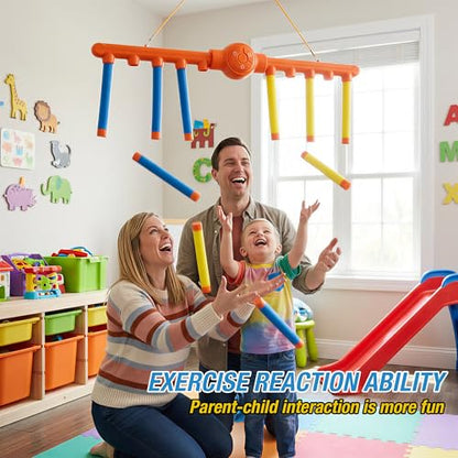 ATG Reflex Drop Sticks Challenge Game - Hand Eye Coordination& Reaction TimeTraining Toys - 3 Adjustable Speed Modes,Remote Control, Solo/Dual Play - Fun Catch Falling Sticks Game for Kids & Adults
