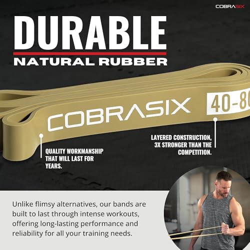 Long Resistance Bands for Working Out | Set of 6 Exercise Bands for Full-Body Training | Pull Up Bands for Home Gym with Handles, Door Anchor and Bar Options | for Men & Women