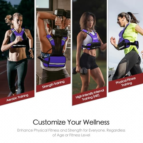 Feyachi Adjustable Weighted Vest, 3-32lb Vest with 6 Ironsand weights - color: Purple, size: 3-12 lbs