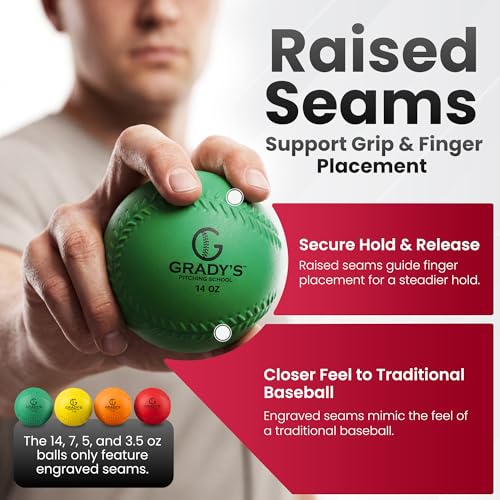 Grady's Pitching School Weighted Velocity Training Ball Set – Seam & Seamless Options for Pitching & Arm Strength + Set of 6 Balls + Carrying Case - style: with seams