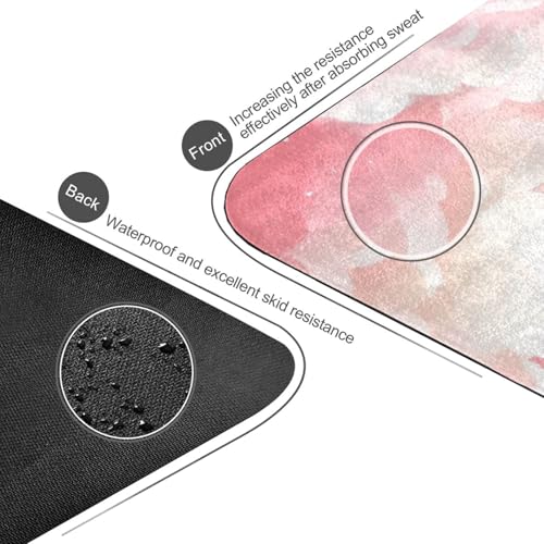 Kigai Travel Yoga Mat 71" x 24" Non Slip Natural Rubber Foldable Exercise Mat Ultra Thin 1.5mm Lightweight for Fitness, Pilates & Home Workout, Pink Clouds