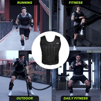 Weighted Vest Men 20lb/30lb/40lb/50lb/60lb Adjustable Weight Vest with Steel Plates Weight for Running Workout