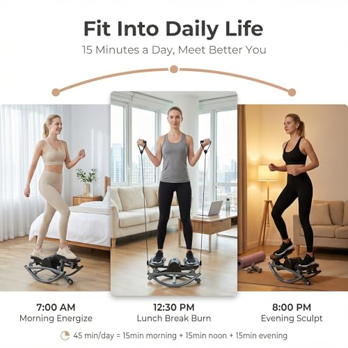 Rocking Steppers Side to Side for Exercise at Home, Fitness Rock Stepper Machine with Resistance Bands and Non-Slip Mat for Legs Glutes Workout, Portable Lateral Stepper for Home,Apartment and Office