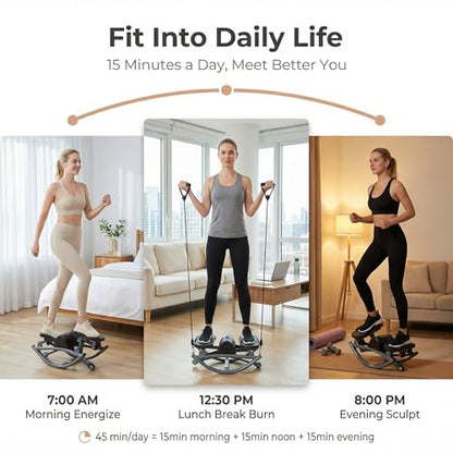 Rocking Steppers Side to Side for Exercise at Home, Fitness Rock Stepper Machine with Resistance Bands and Non-Slip Mat for Legs Glutes Workout, Portable Lateral Stepper for Home,Apartment and Office