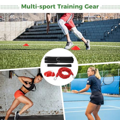 Speed Training Equipment Set, Resistance Bungee Band Multi Sport Exercise Set With Resistance Bungee Band, Waist Belt, Training Cones, and Fixing Band, Improving Speed, Stamina and Strength (A)
