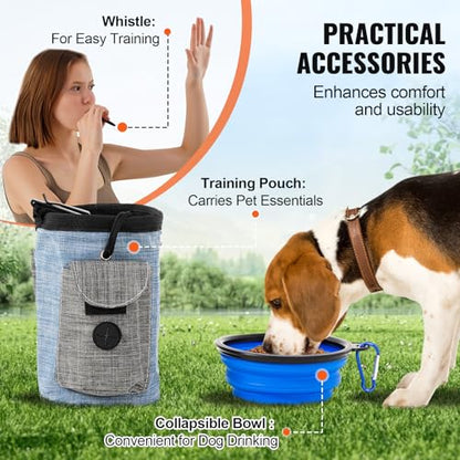 VEVOR Dog Agility Training Equipment, Dog Obstacle Course Backyard Set with Adjustable High Hurdles,6 Weave Poles,Extended Tunnel,Jump Ring,Pause Box,Whistle Foldable Bowl Training Pouch Storage Bag - size: 8 Pcs Set