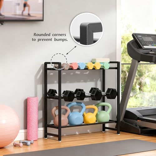 Aduanbang 3-Tier Adjustable Dumbbell Rack, Heavy-Duty Weight Storage Stand, 390 LB Capacity, Space-Saving Home Gym Organizer - color: Black