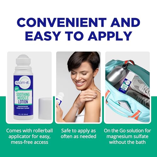Epsom-It Soothing Muscle Lotion - Roll On Epsom Salt Lotion with Arnica for Muscle Stiffness, Leg, Knees and Feet Discomfort, Topical Magnesium Cream, 3oz