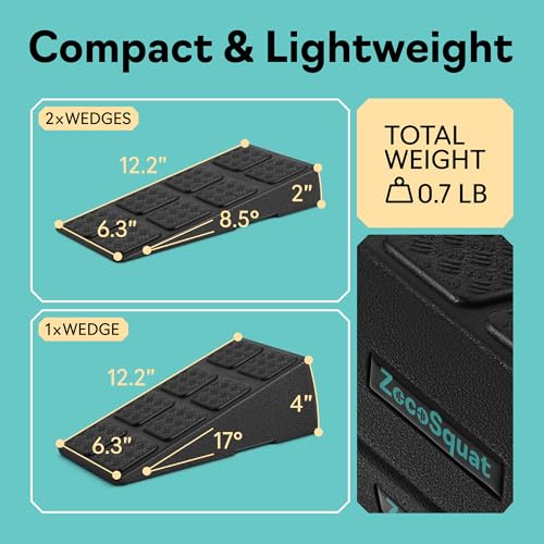 Squat Wedge Block Set of 3/5 - 960 LBS Capacity - Slant Board for Calf Stretching with 5 Stackable Angles - Calf Stretcher Slant Board - Workout Equipment - EPP Material for Exercise Equipment & Physical Therapy - color: Black&Gray
