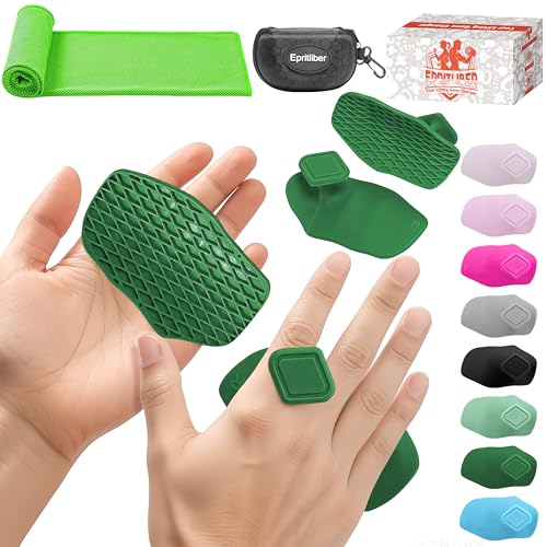 Large Anti-Slip Gym Workout Grips for WeightLifting,Silicone Hand Protector - color: Green