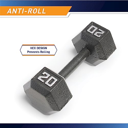 Marcy Cast Iron Hex Dumbbells Collection - Available size from 3-lb to 100-lb, SOLD INDIVIDUALLY - style: 20lbs